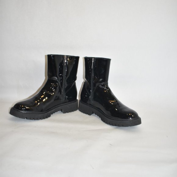 $550 AQUATALIA PATENT LEATHER WATERPROOF MOTO lug BOOT BLACK 8.5 (P1) - Picture 3 of 7